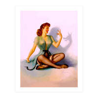 Sexy Pinup Making A Big Bad Wolf Shadow On The Wall (Print Only)