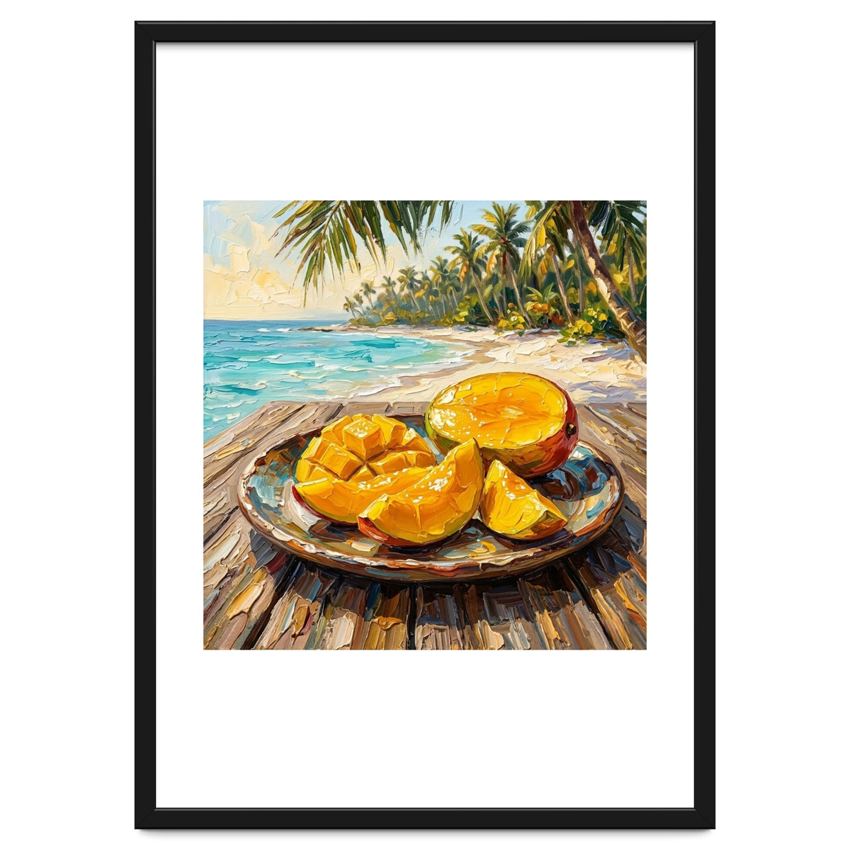 Tropical Mango Beach Oil Painting