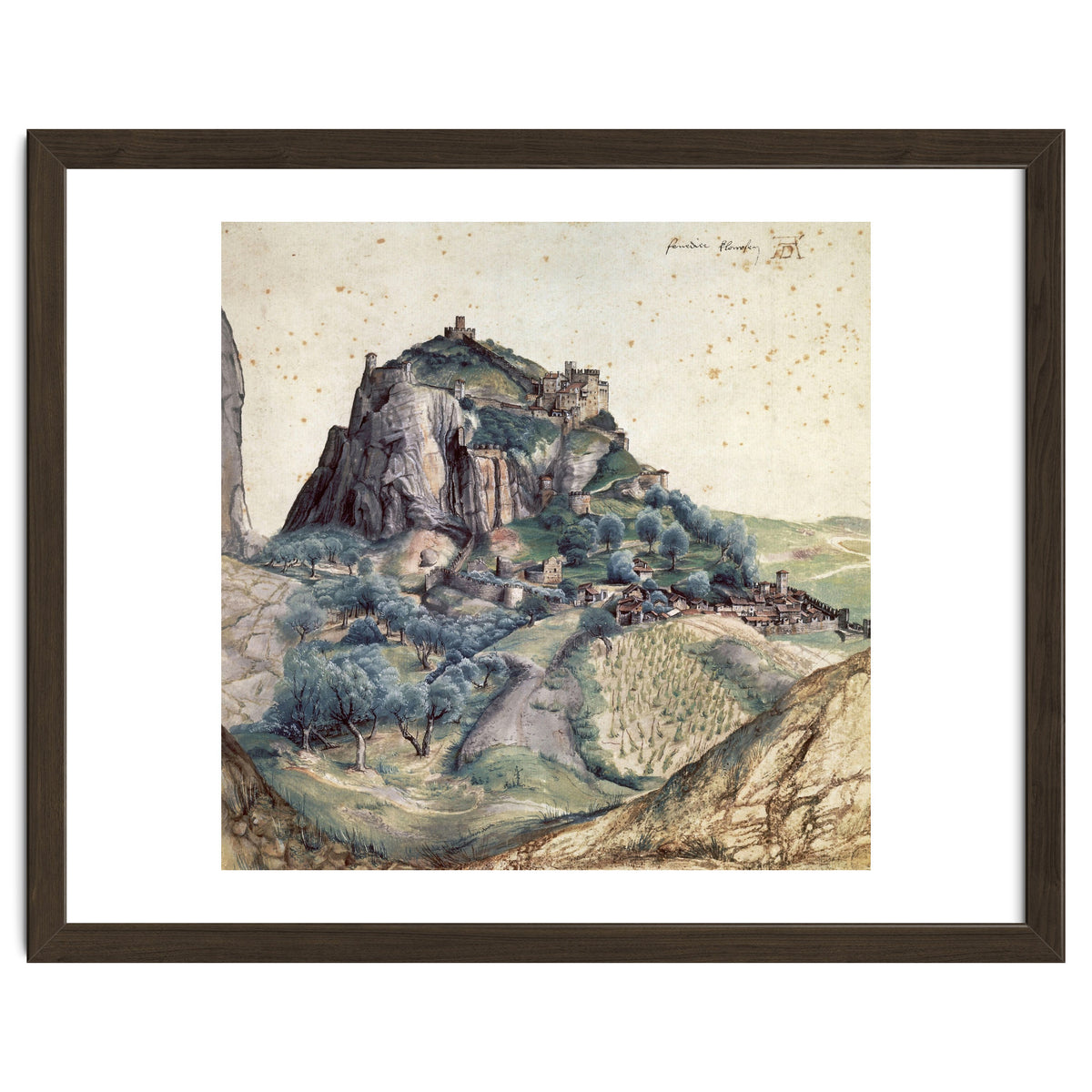 'Castle and Town of Arco', 1495, Watercolour on paper, 22,3 x 22,3 cm.