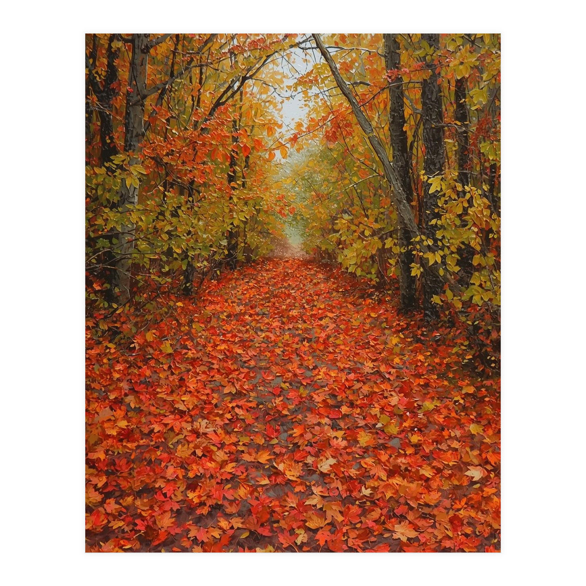 Lush Autumn Forest Path Covered (Print Only)