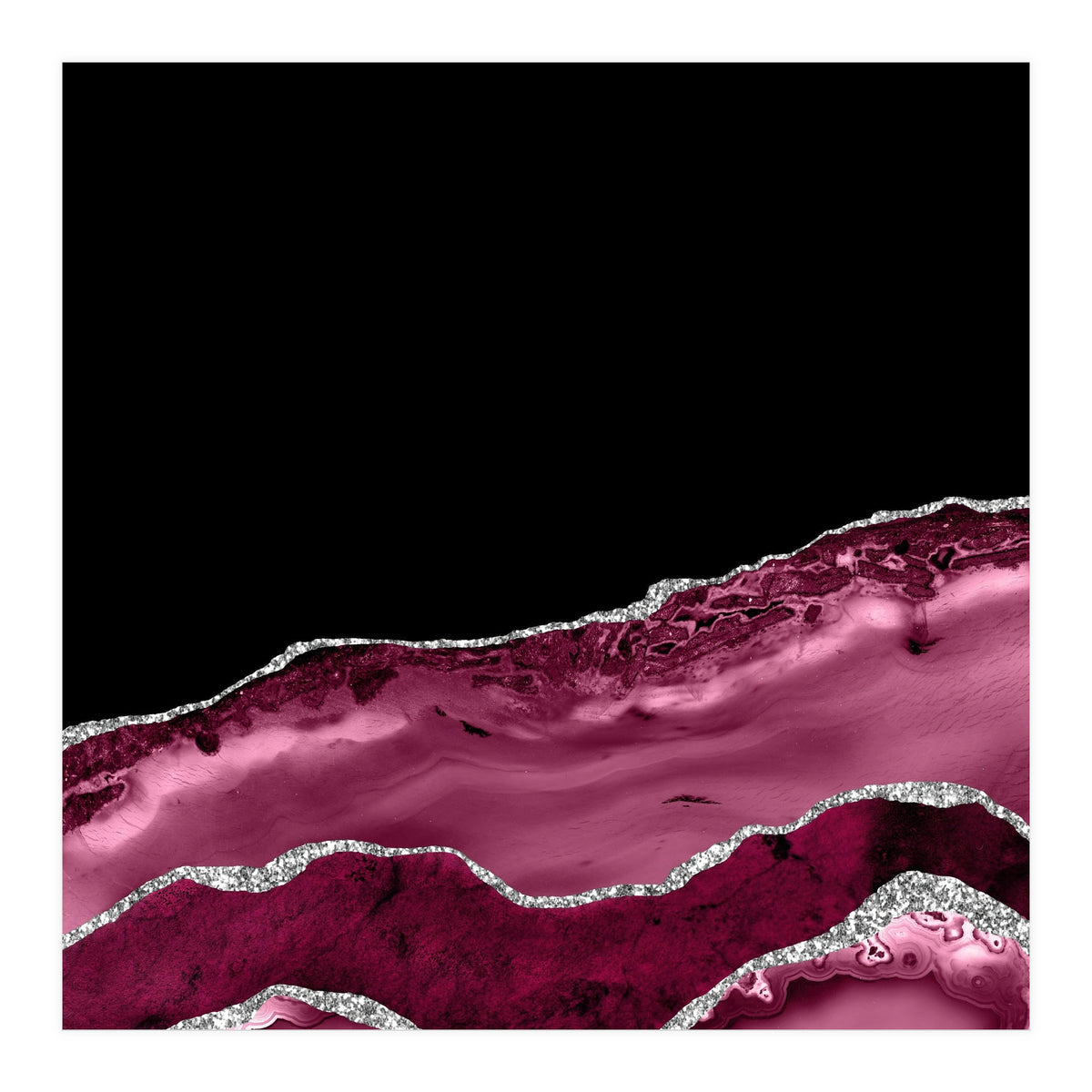 Burgundy & Silver Agate Texture 03 (Print Only)