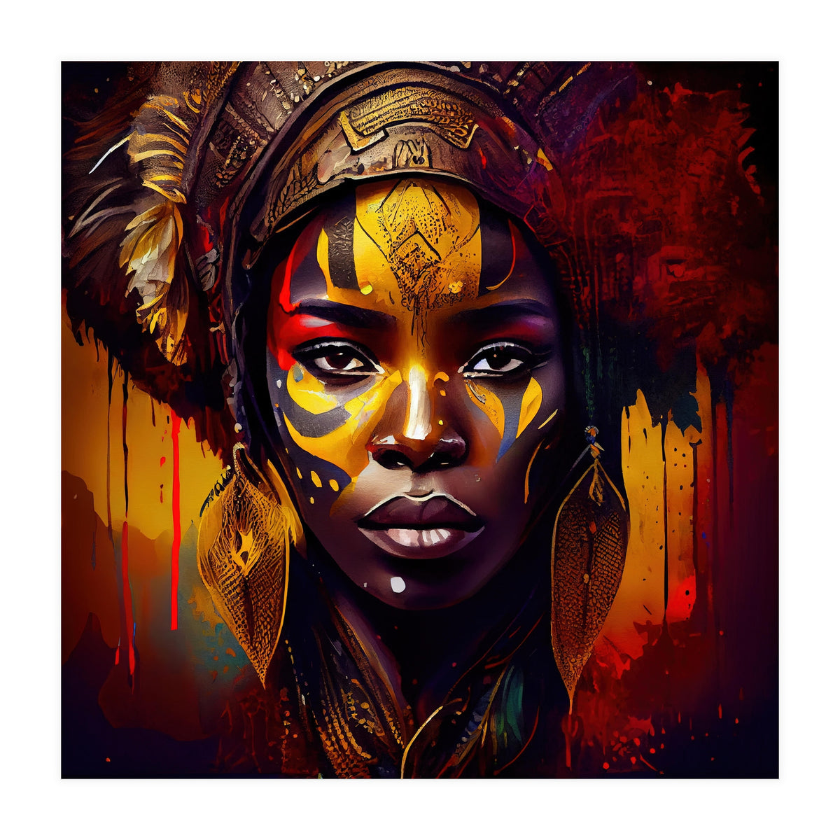 Powerful African Warrior Woman #1 (Print Only)