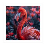 Vibrant Flamingo Portrait With Tropical Foliage (Print Only) thumbnail