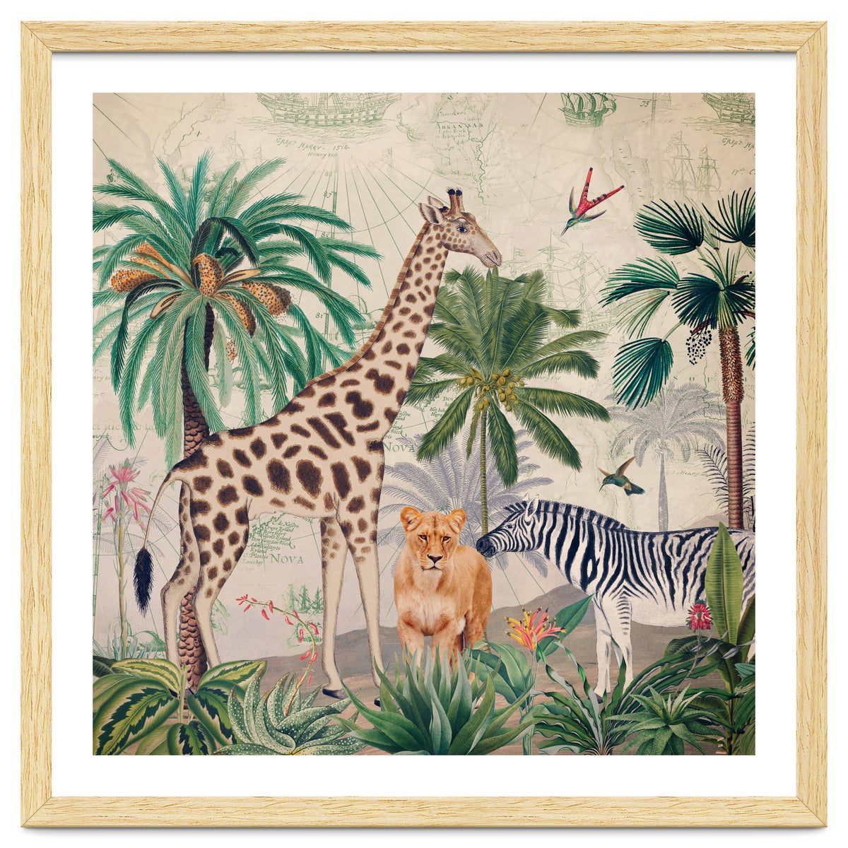 Vintage Fantasy African Animals Safari