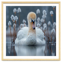 Swan Floating Serene On Calm Water
