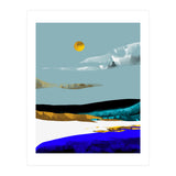 Duality & Intention, Abstract Nature Landscape Adventure Painting, Travel Mountains Sun Sky Scandinavian Clouds (Print Only) thumbnail