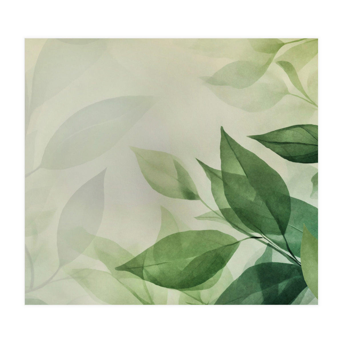 Botanical Serenity Green Leaves (Print Only)