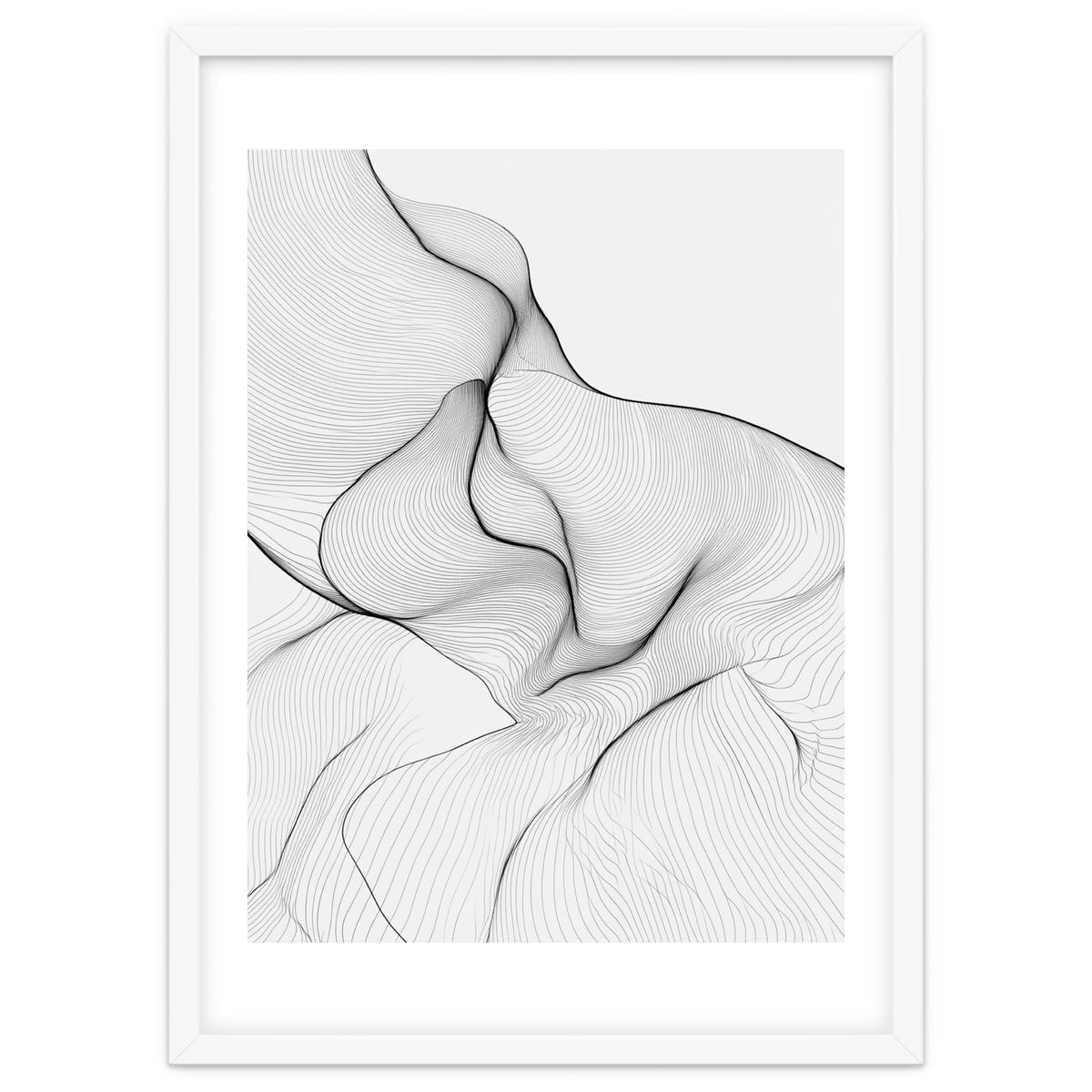 Abstract Black And White Flowing Lines Organic Form