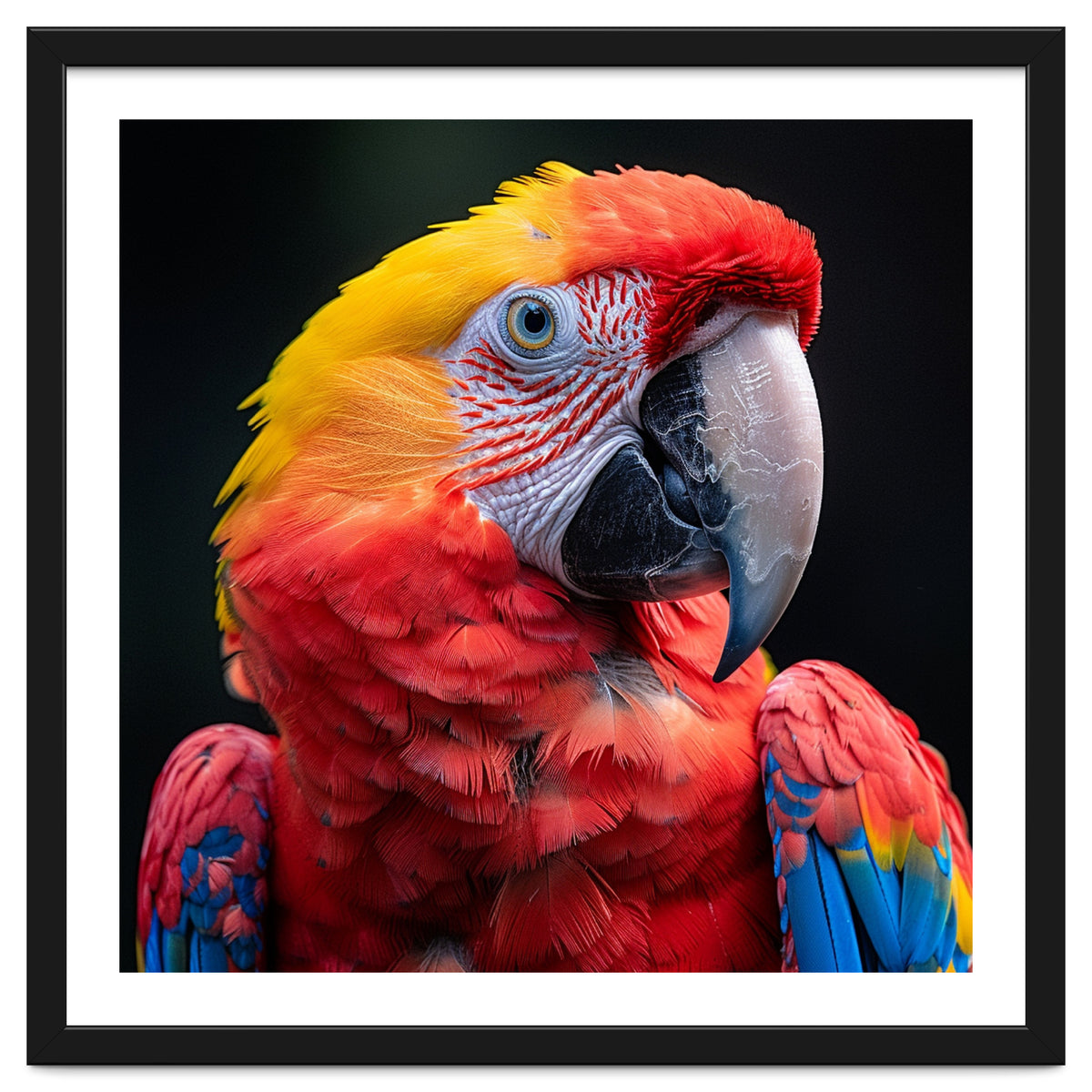 Scarlet Macaw Parrot Headshot Vibrant Colors