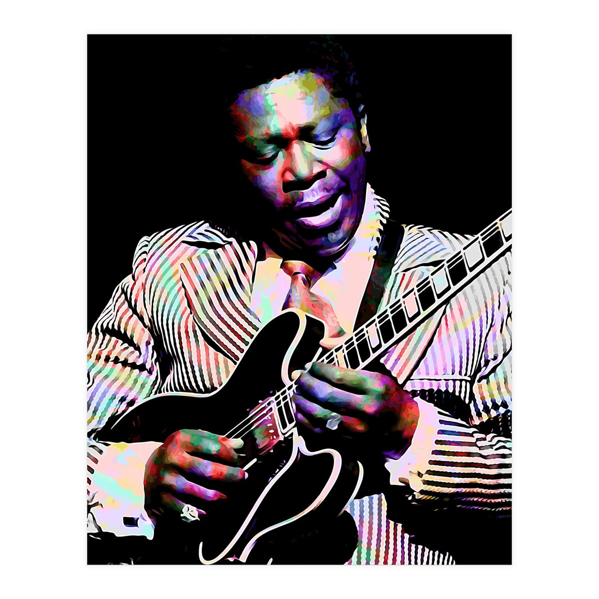 BB King. American Blues Guitarist in Colorful Art (Print Only)