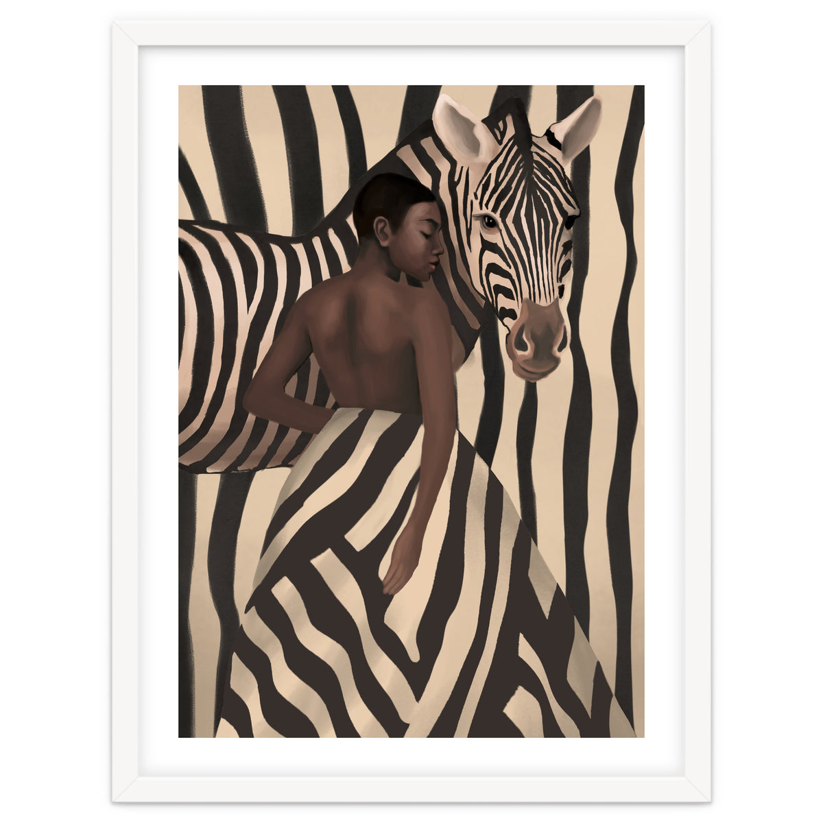 Woman And Zebra In Bold Stripes