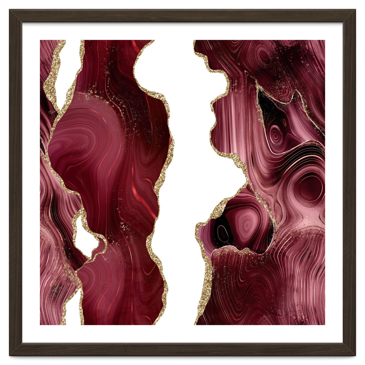 Burgundy & Gold Glitter Agate Texture 05