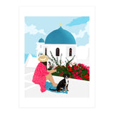 Greek Staycation, Pets Santorini Tropical Summer Travel, Dog White Buildings Architecture Fashion Bohemian (Print Only) thumbnail