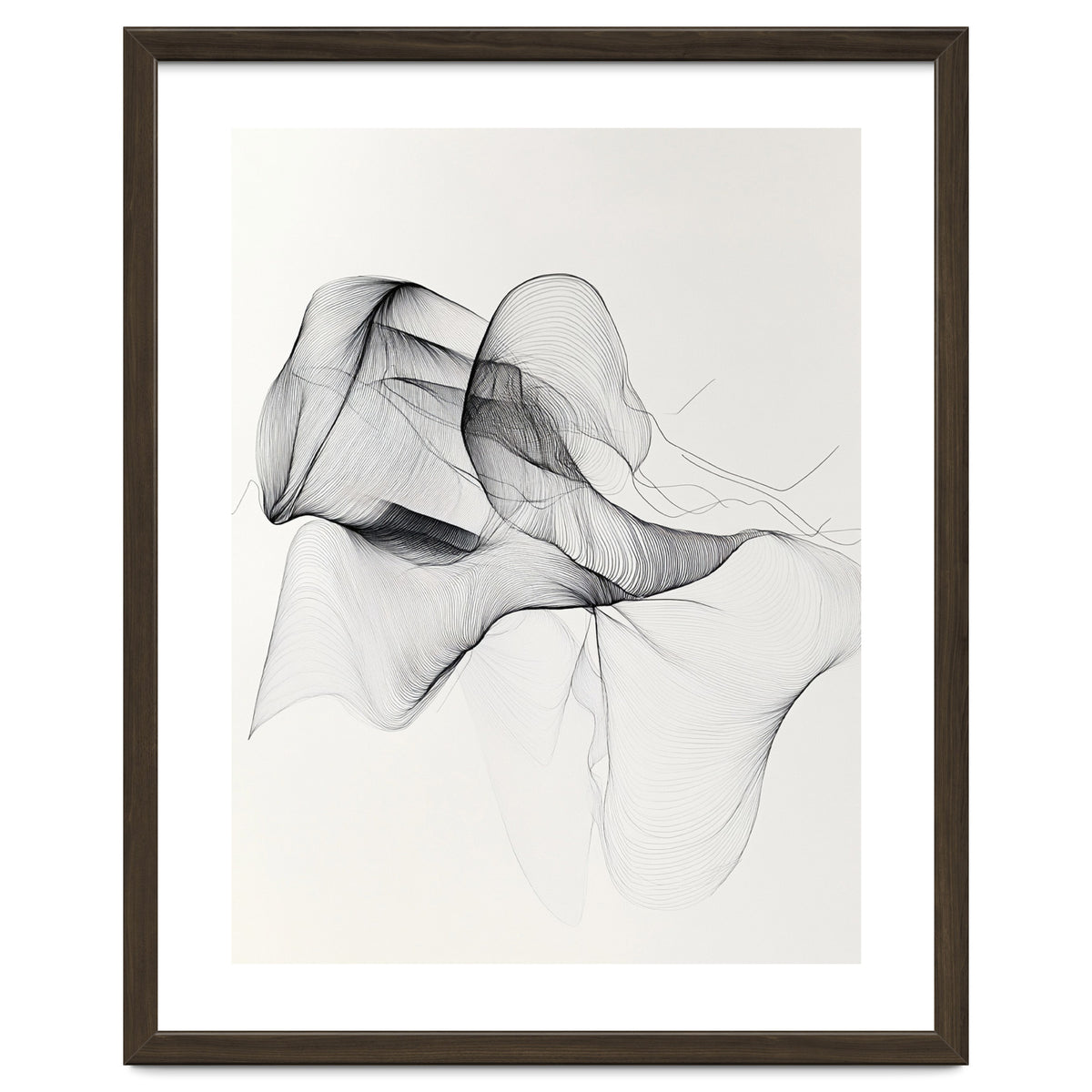 Abstract Black And White Flowing Lines Art