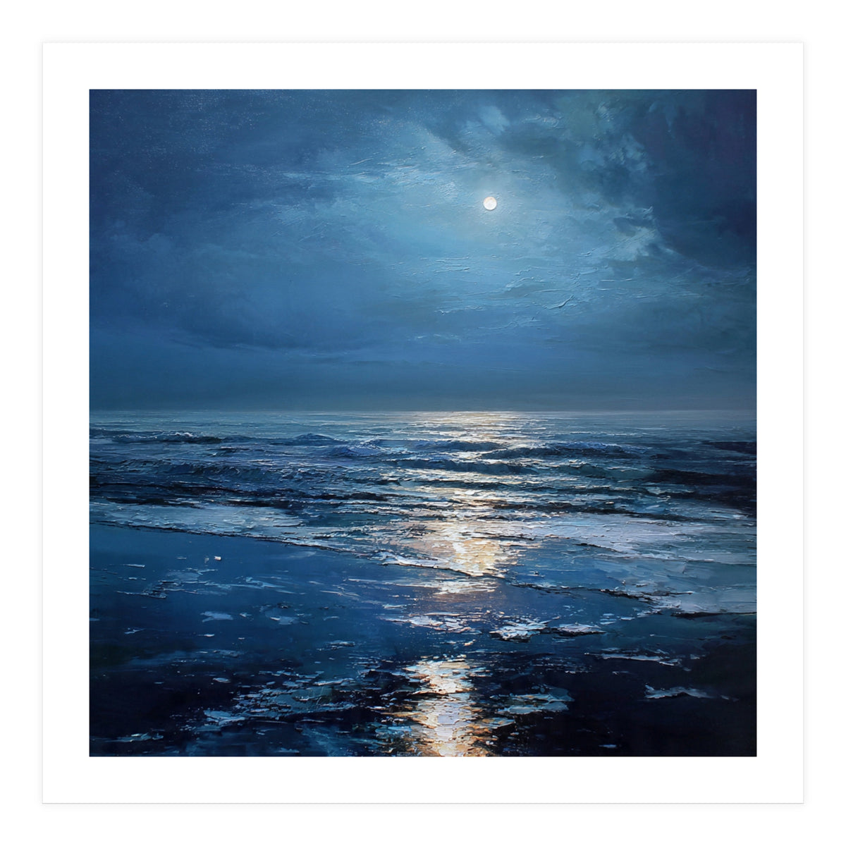 Midnight Blue Moonlit Seascape (Print Only)