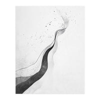 Abstract Black And White Ink Flowing Lines With Splatter (Print Only)
