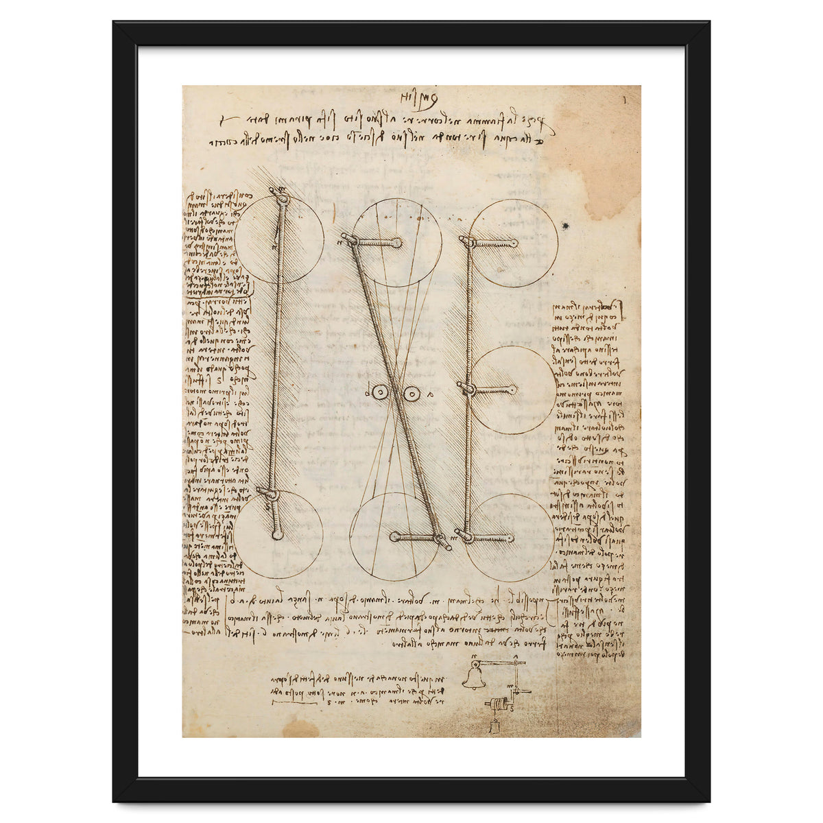 Folio f 1r. Codex Madrid I (Ms. 8937) "Treaty of statics and mechanics", 192 folios with 384 page...