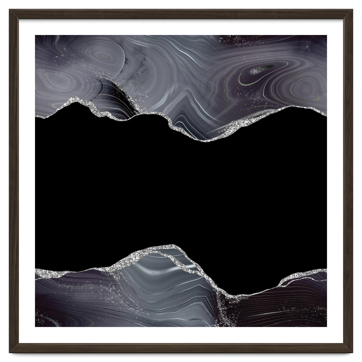 Black & Silver Glitter Agate Texture 04