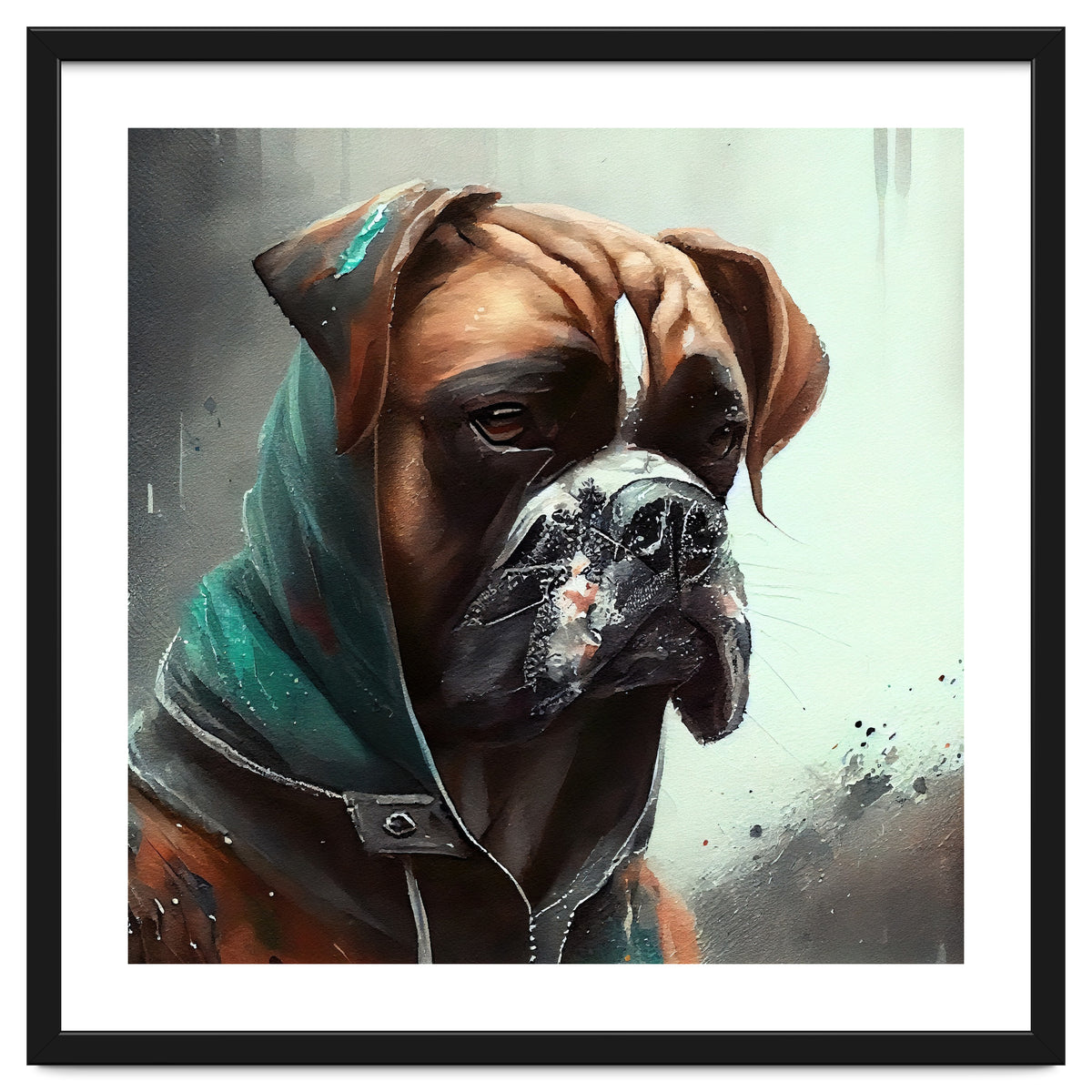 Watercolor Boxer Dog
