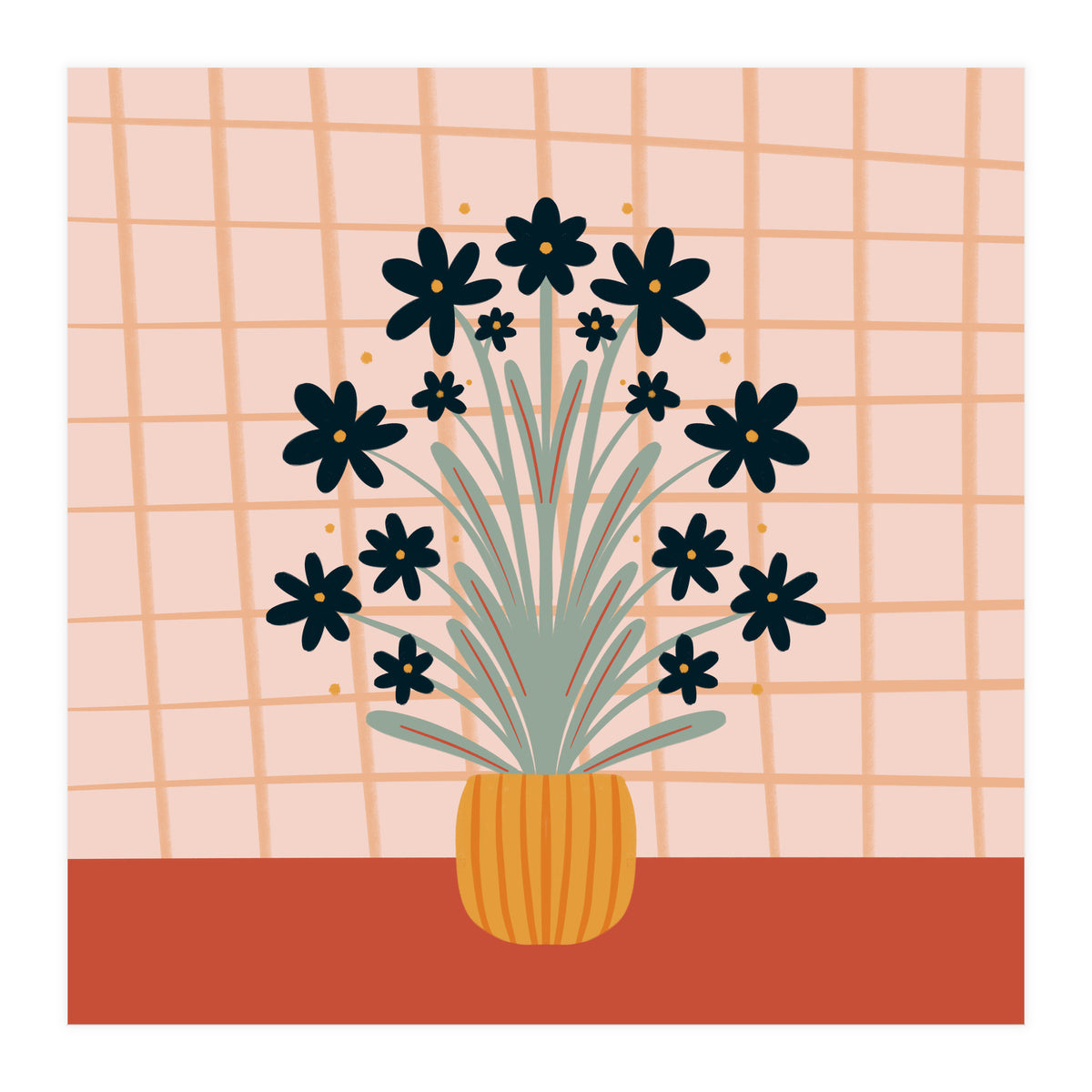 Floral Vase Orange (Print Only)