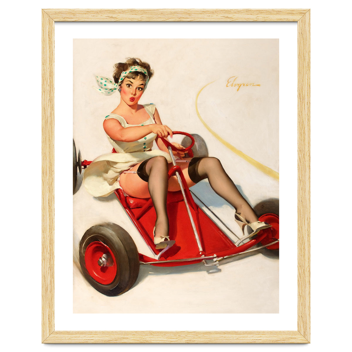 Pinup Sexy Girl On A Go Cart Car
