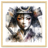 Ink Veil Asian Warrior Woman Portrait