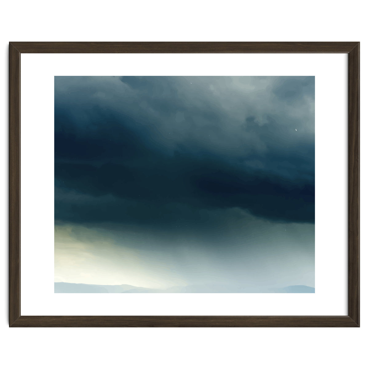 Storm Rain Clouds Watercolor Painting Blue Minimal Dark Sky Graphic