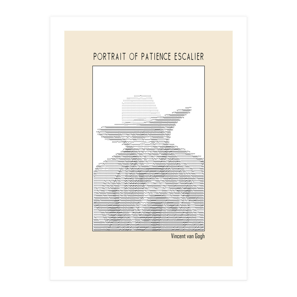Portrait Of Patience Escalier Vincent Van Gogh Ascii Art (Print Only)
