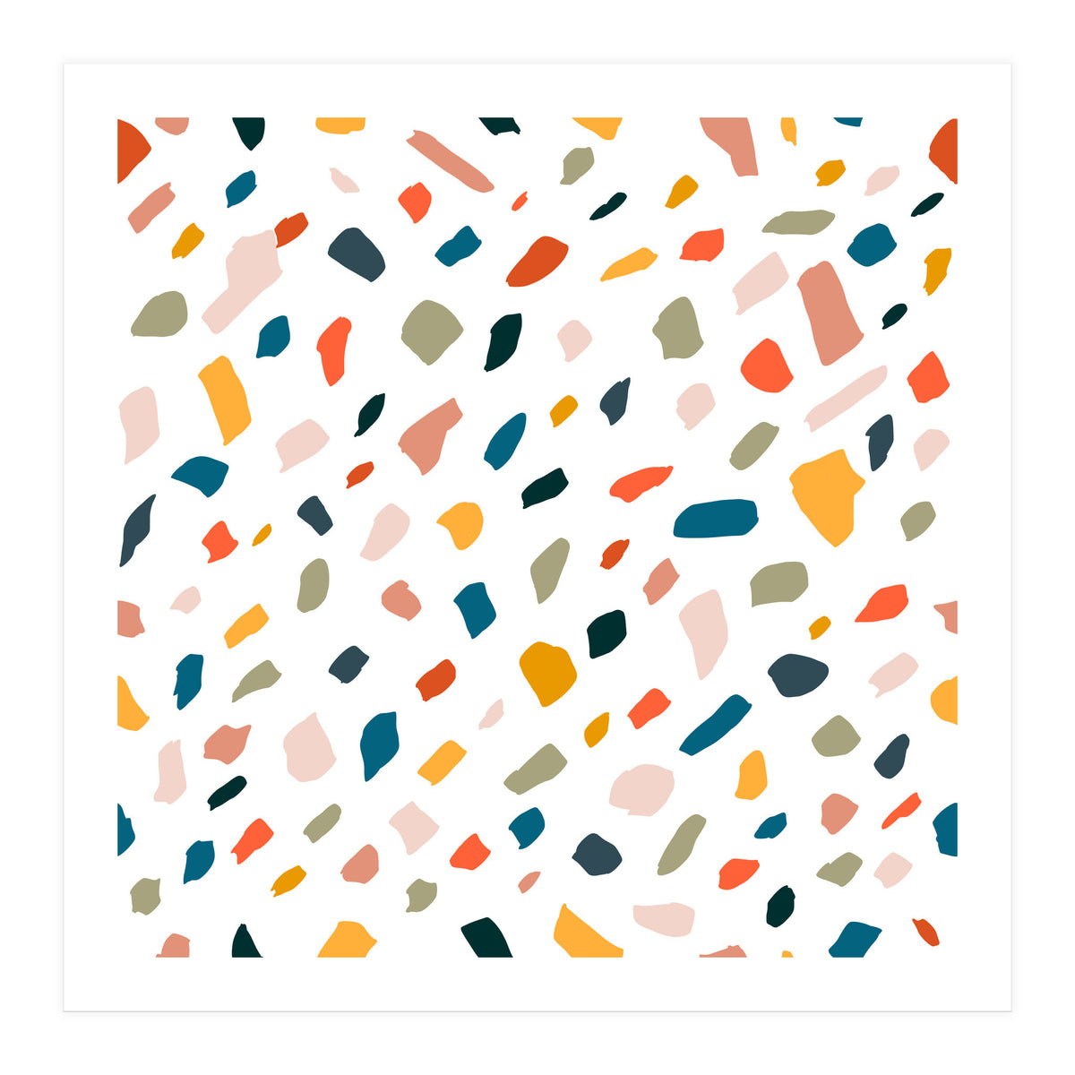 TerrazzoTerrazzo, Abstract Quirky Shapes Bohemian Modern Pattern Confetti Celebration Random Colorful Shapes (Print Only)