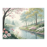 Springtime Blossoms: A Serene Garden Stream (Print Only) thumbnail