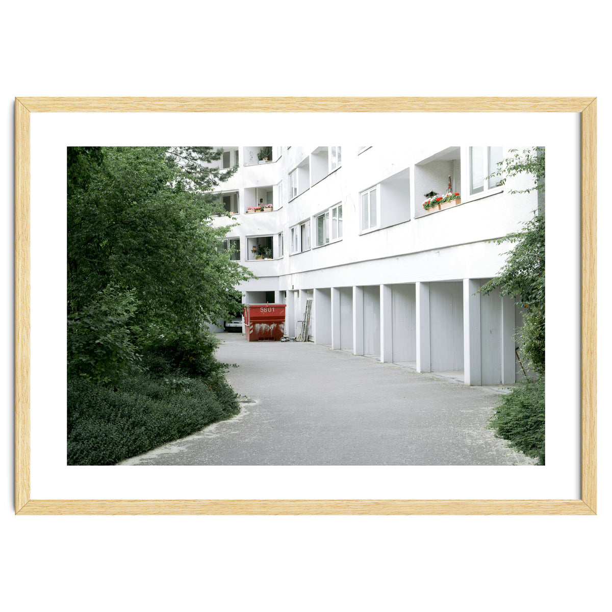 Red container in the residential site