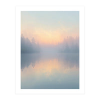 Misty Sunrise Over Pine Forest Lake (Print Only)