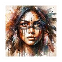Powerful Tribal Warrior Woman Masked Gaze (Print Only)