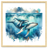 Mother And Calf Whales Watercolor thumbnail