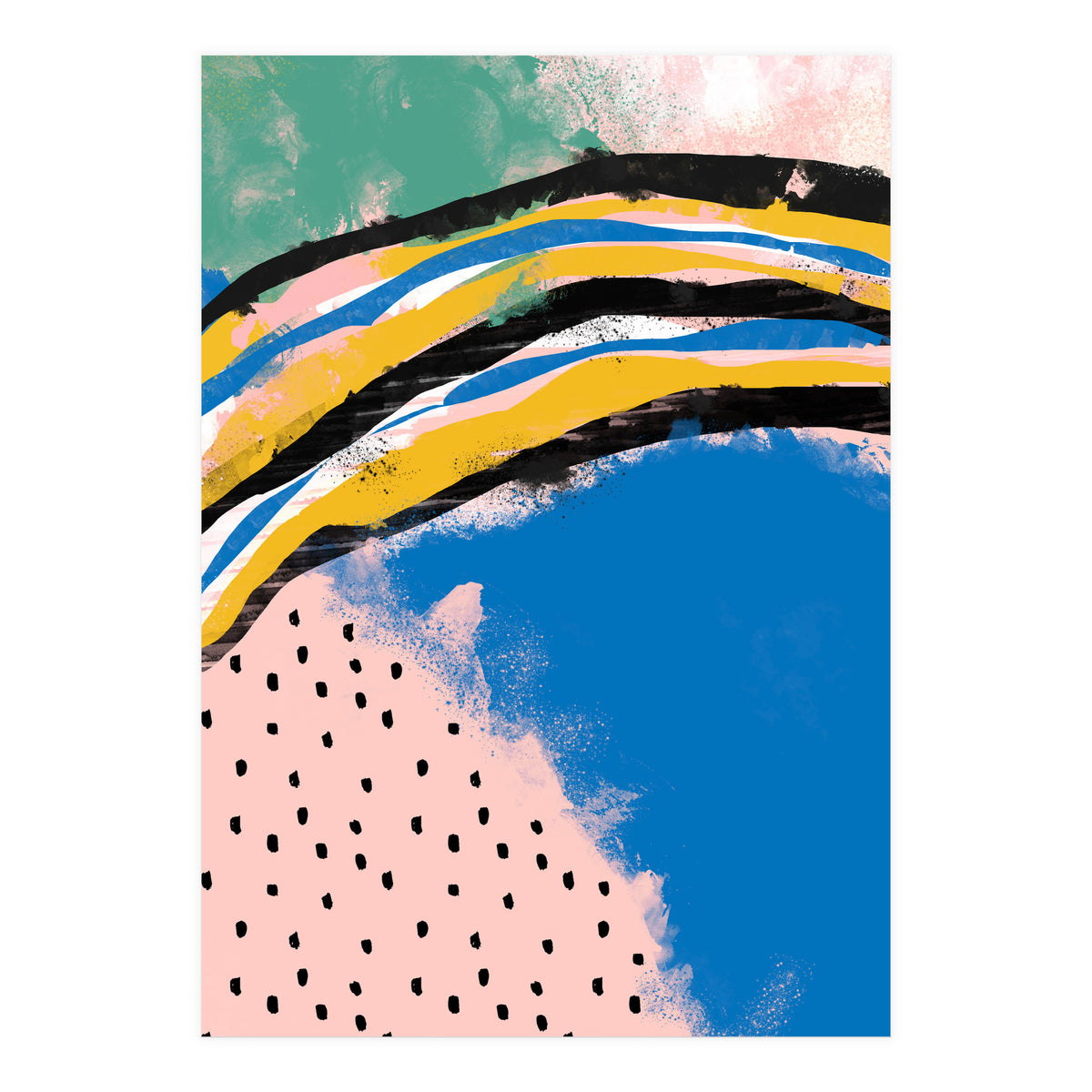 Abstract Pink Blue Dreamy Painting (Print Only)