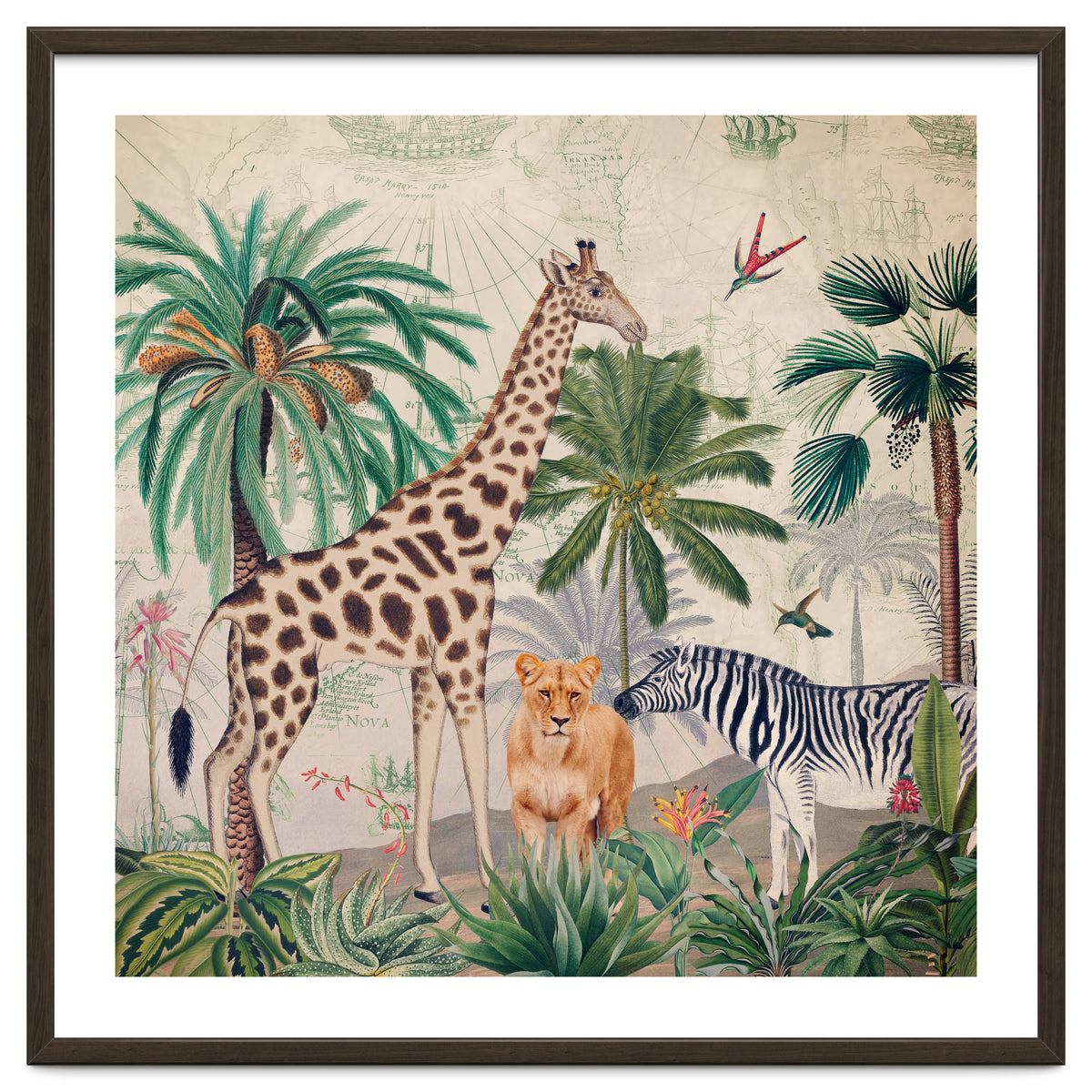 Vintage Fantasy African Animals Safari