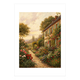 Idyllic Sunlit Cottage Garden Oil Painting (Print Only) thumbnail