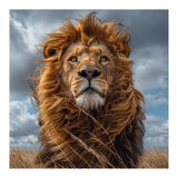 Majestic Lion Portrait Windblown Mane Outdoors (Print Only) thumbnail