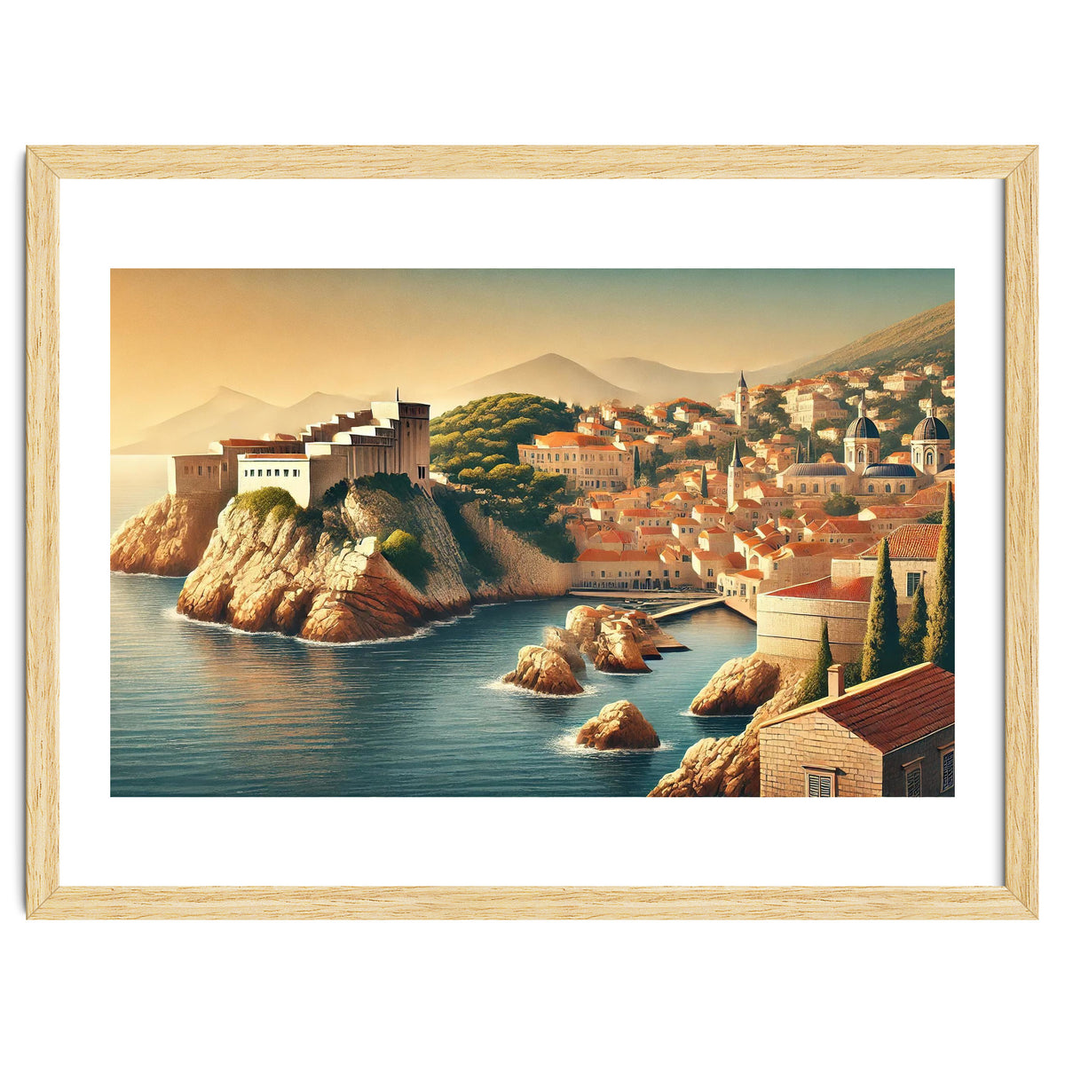 Vintage Croatia, Dubrovnik Coastal Poster
