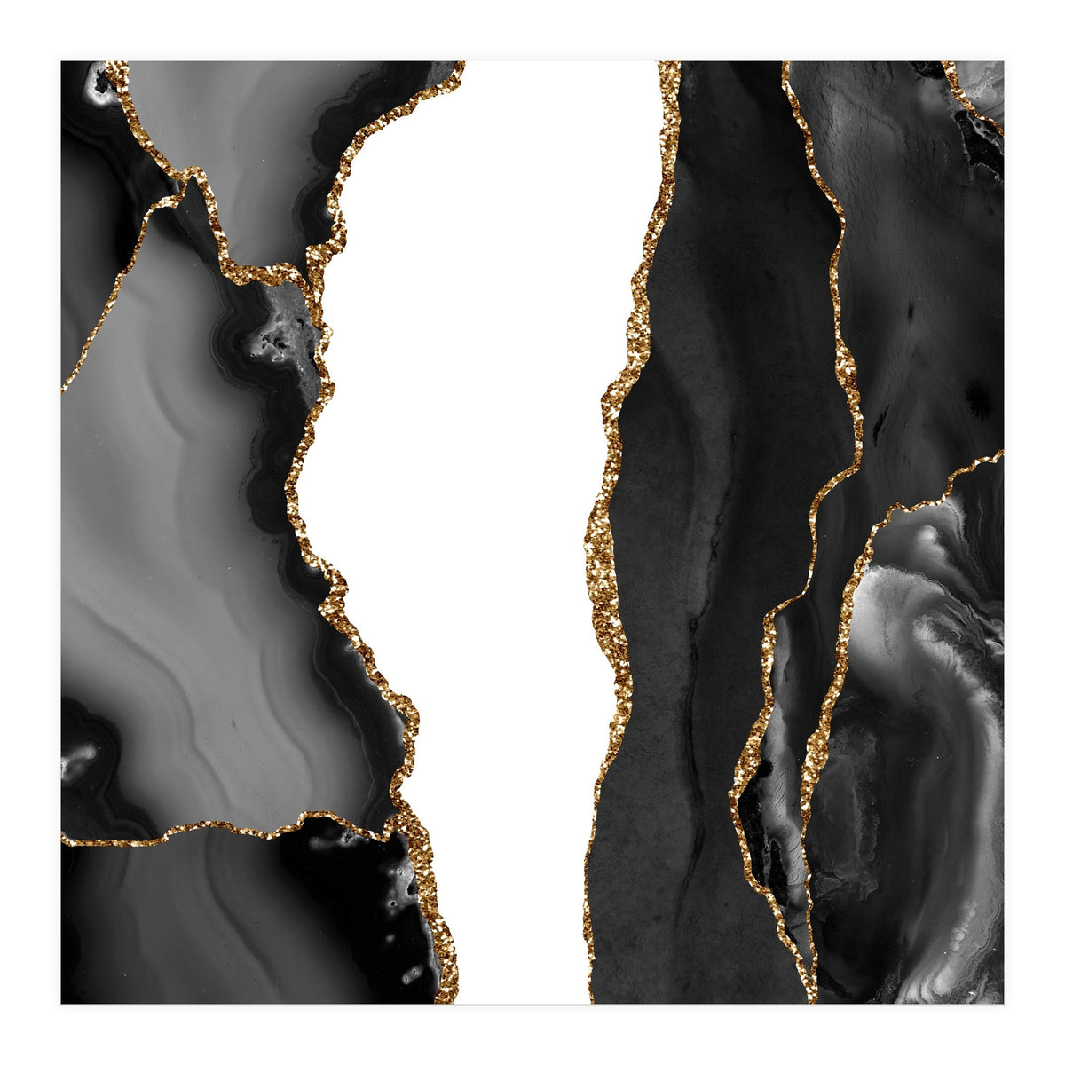 Black & Gold Agate Texture 07  (Print Only)