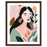 Reinvent, Beautiful Woman Girl Pastel Line Art, Minimal Botanical Nature Portrait, Modern Bohemian Drawing Nomadic Summer Self Love thumbnail
