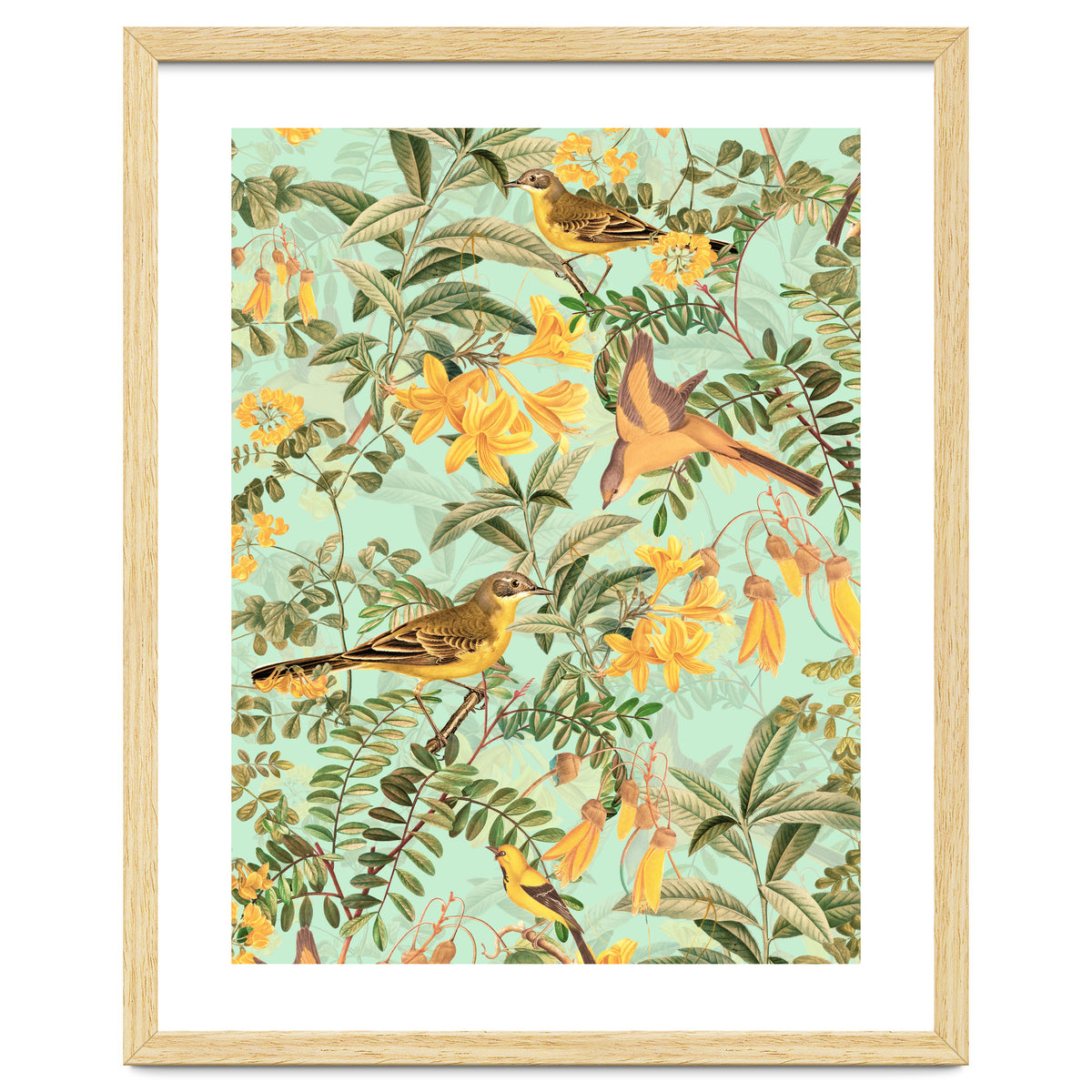 Yellow Birds in Tropical Jungle Paradise