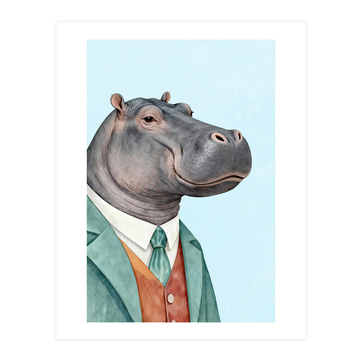 Hippopotamus in Suit (Print Only)