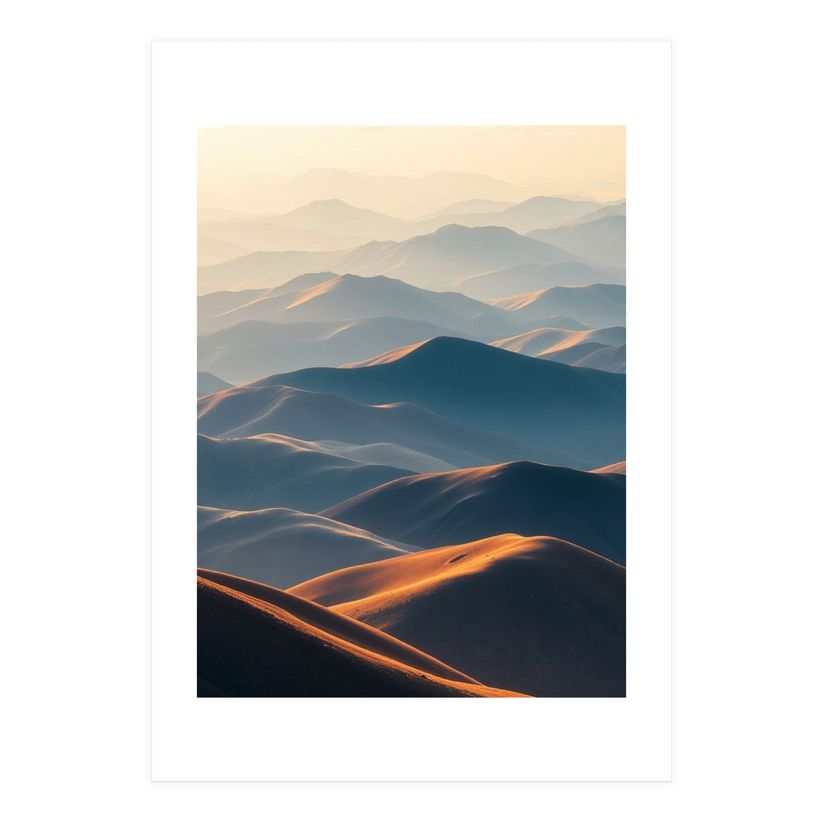 Misty Desert Mountain Range Art (Print Only)