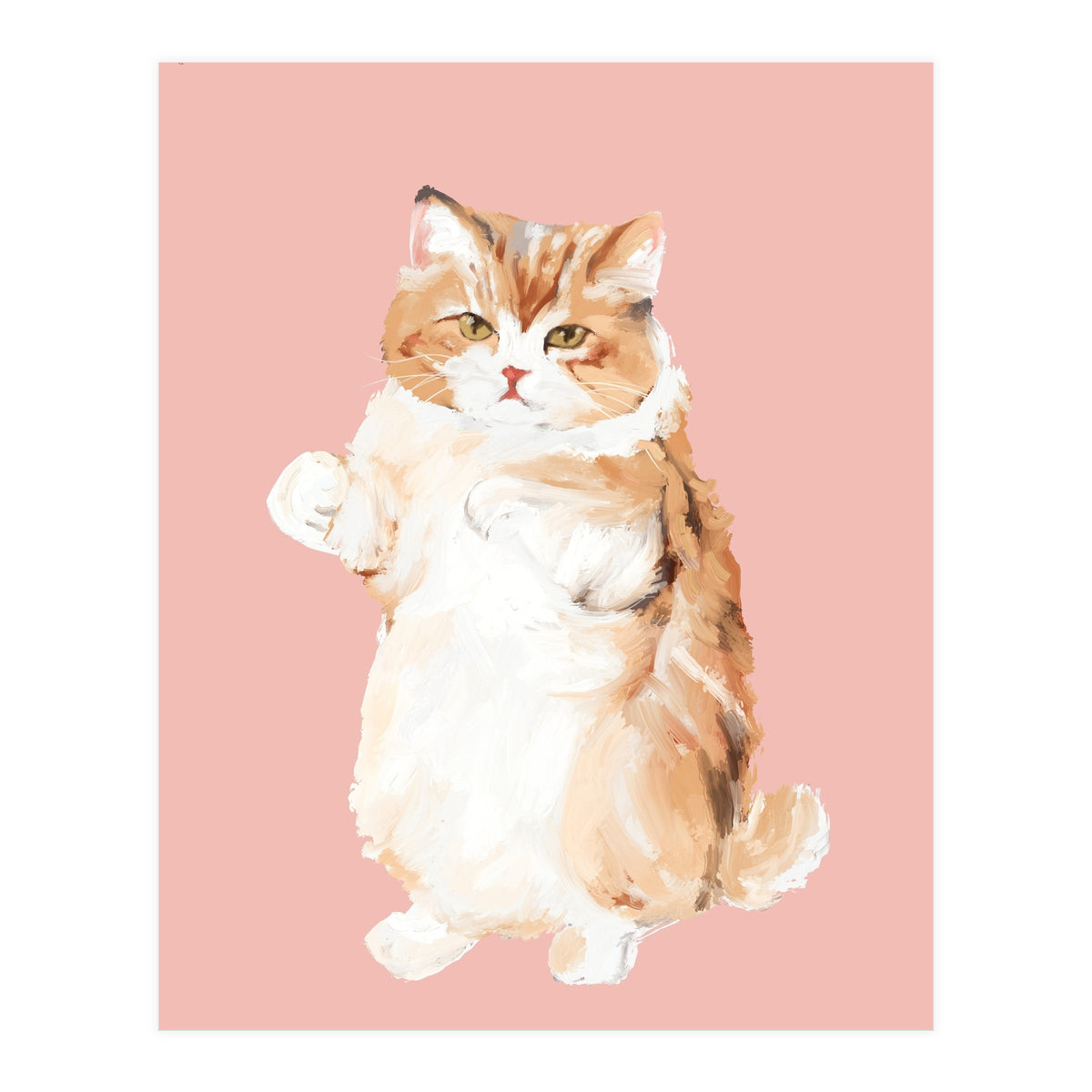 Ms Purrlington Handpainted fluffy cat oil painting (Print Only)