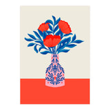 Poppies in a vase - red and blue (Print Only) thumbnail