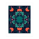 Clovers And Flowers Teal and Orange (Print Only) thumbnail