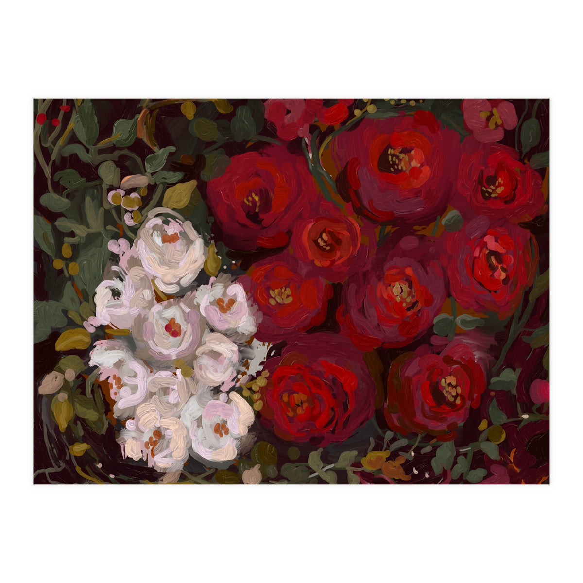Vintage oil painted moody romantic Roses (Print Only)