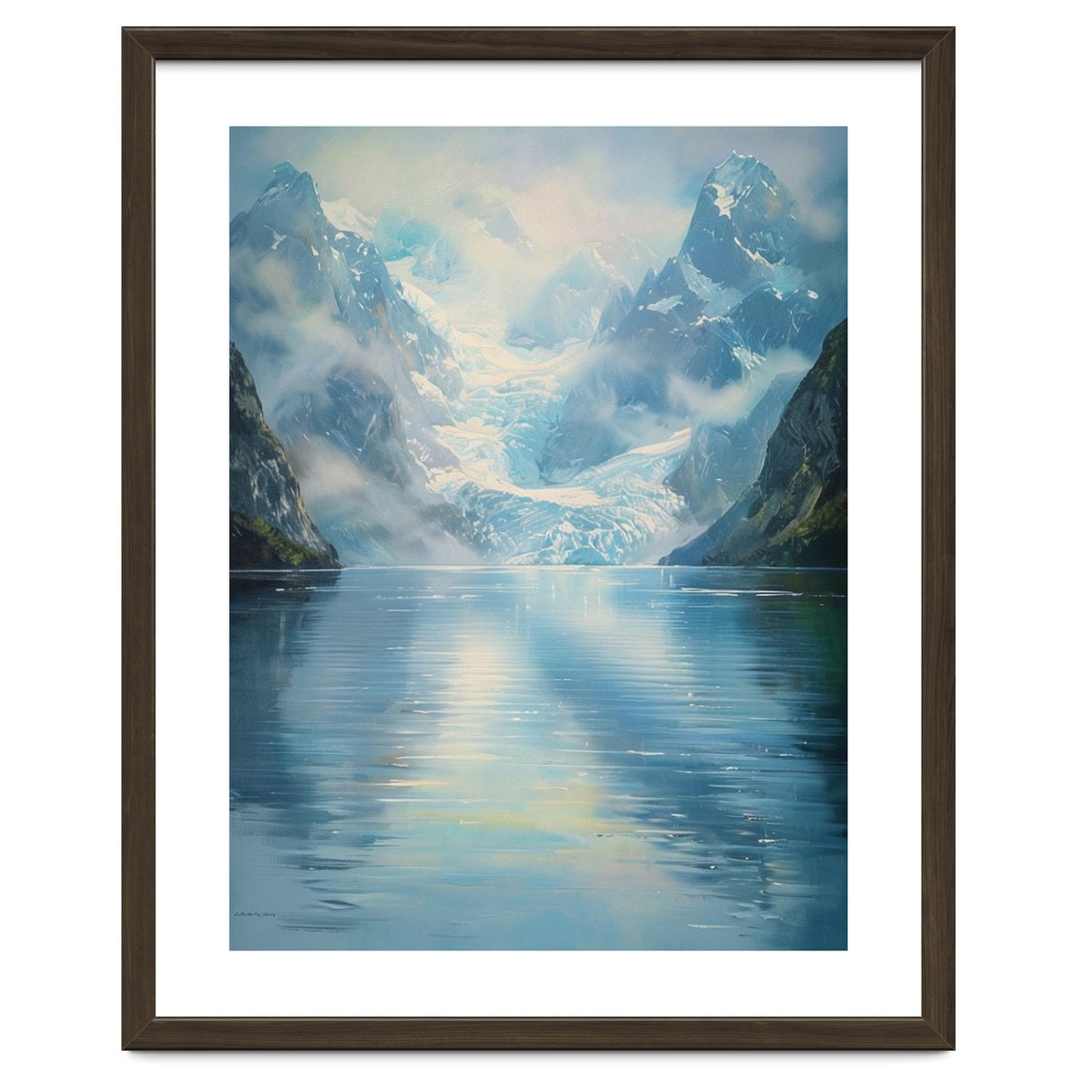 Ethereal Descent: The Glimmering Silence of the Ancient Glacial Fjord