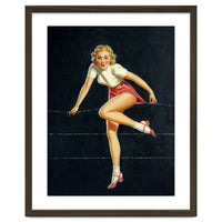 Pinup Girl Crossing The Barbed Wire